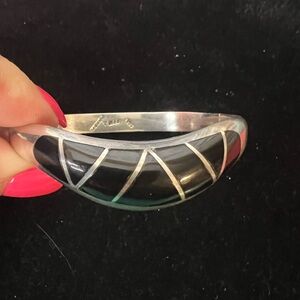 TAXCO 950 SILVER BLACK ONYX VINTAGE BRACELET